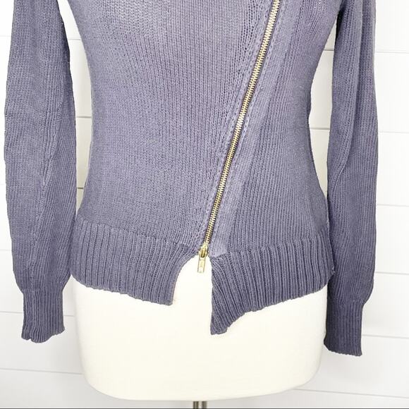 J.Crew Torque Moto Knit Asymmetrical Zip Cardigan Dark Grey Size XS - Picture 4 of 8